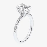 (G-H / Si1-Si2 Womens 4 1/4 CT. T.W. Lab Grown White Diamond 14K Gold Oval Side Stone Engagement Ring