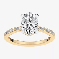 G-H / Si1-Si2) Womens 1/ CT. T.W. Lab Grown White Diamond 14K Gold Oval Side Stone Engagement Ring