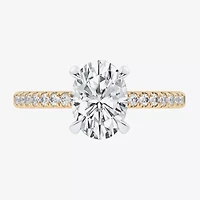 G-H / Si1-Si2) Womens 1/ CT. T.W. Lab Grown White Diamond 14K Gold Oval Side Stone Engagement Ring