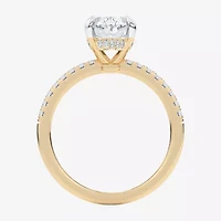 G-H / Si1-Si2) Womens 1/ CT. T.W. Lab Grown White Diamond 14K Gold Oval Side Stone Engagement Ring