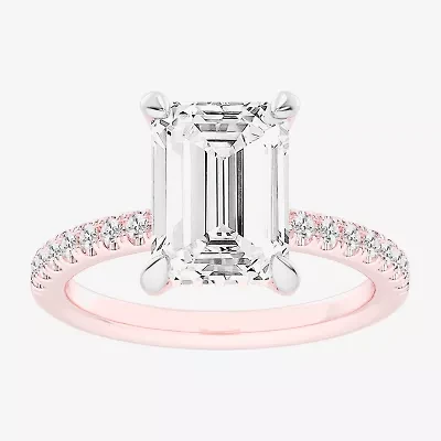 G-H / Si1-Si2 Womens 4 1/4 CT. T.W. Lab Grown White Diamond 14K Rose Gold Side Stone Engagement Ring