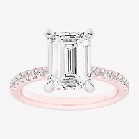 G-H / Si1-Si2 Womens 4 1/4 CT. T.W. Lab Grown White Diamond 14K Rose Gold Side Stone Engagement Ring