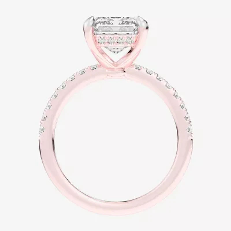 G-H / Si1-Si2 Womens 4 1/4 CT. T.W. Lab Grown White Diamond 14K Rose Gold Side Stone Engagement Ring