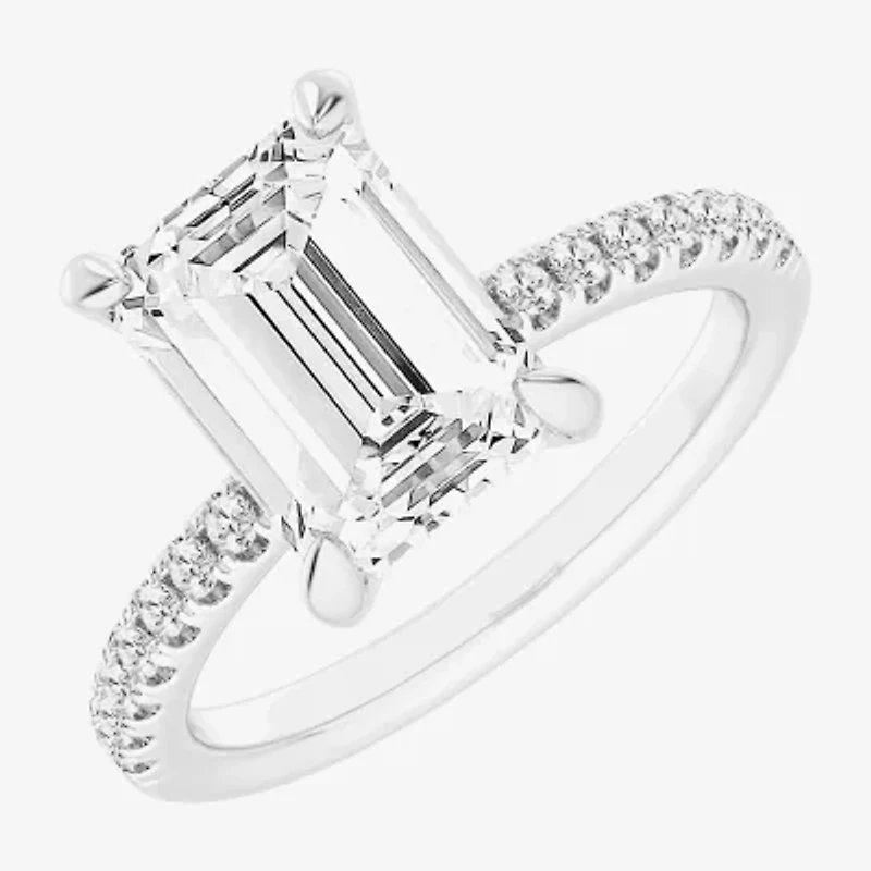 G-H / Si1-Si2 Womens 4 1/4 CT. T.W. Lab Grown White Diamond 14K Gold Side Stone Engagement Ring