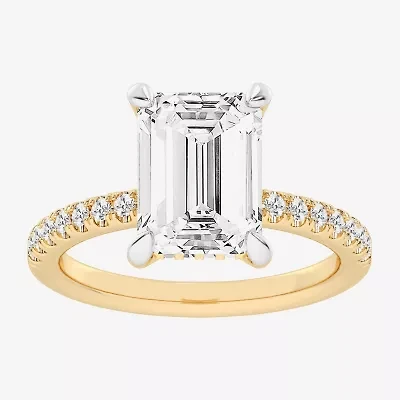 G-H / Si1-Si2 Womens 4 1/4 CT. T.W. Lab Grown White Diamond 14K Gold Side Stone Engagement Ring