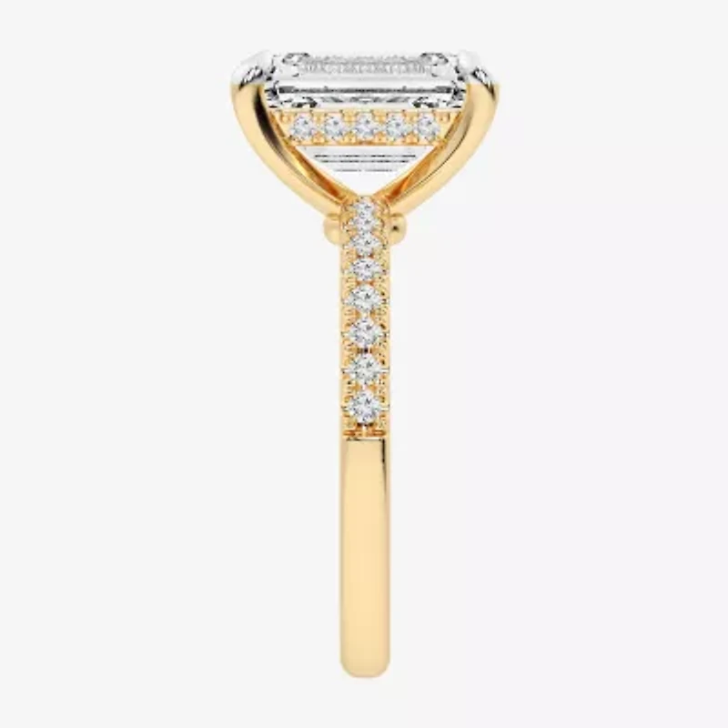 G-H / Si1-Si2 Womens 4 1/4 CT. T.W. Lab Grown White Diamond 14K Gold Side Stone Engagement Ring