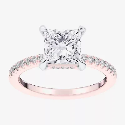 (G-H / Si1-Si2 Womens 4 1/4 CT. T.W. Lab Grown White Diamond 14K Rose Gold Side Stone Engagement Ring