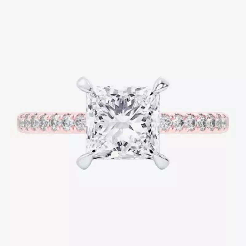 (G-H / Si1-Si2 Womens 4 1/4 CT. T.W. Lab Grown White Diamond 14K Rose Gold Side Stone Engagement Ring