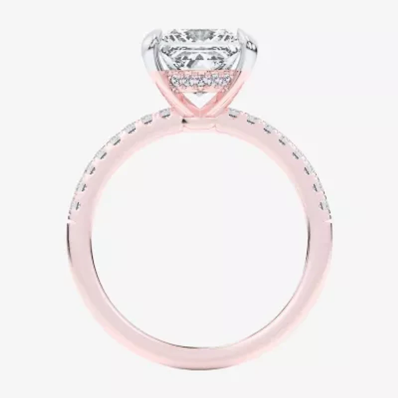 (G-H / Si1-Si2 Womens 4 1/4 CT. T.W. Lab Grown White Diamond 14K Rose Gold Side Stone Engagement Ring