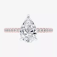 (G-H / Si1-Si2 Womens 4 1/4 CT. T.W. Lab Grown White Diamond 14K Rose Gold Pear Side Stone Engagement Ring
