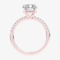 (G-H / Si1-Si2 Womens 4 1/4 CT. T.W. Lab Grown White Diamond 14K Rose Gold Pear Side Stone Engagement Ring