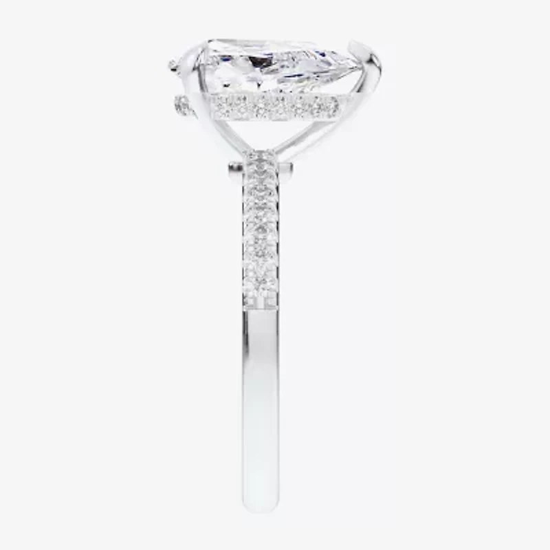 (G-H / Si1-Si2 Womens 4 1/4 CT. T.W. Lab Grown White Diamond 14K Gold Pear Side Stone Engagement Ring