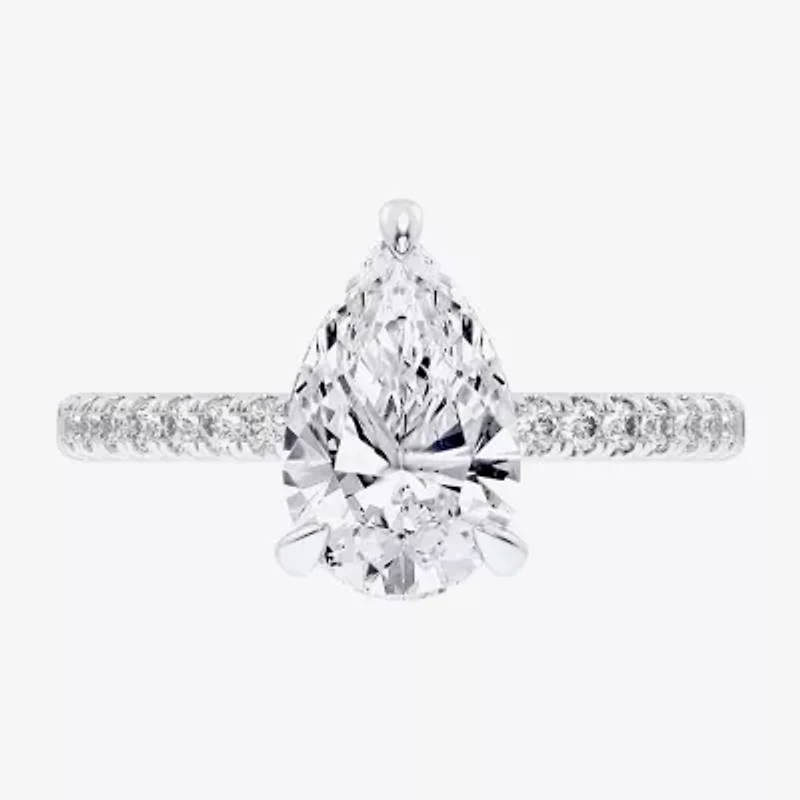 (G-H / Si1-Si2 Womens 4 1/4 CT. T.W. Lab Grown White Diamond 14K Gold Pear Side Stone Engagement Ring