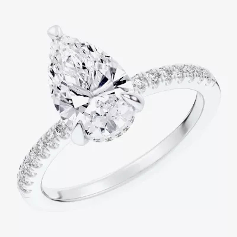 (G-H / Si1-Si2 Womens 4 1/4 CT. T.W. Lab Grown White Diamond 14K Gold Pear Side Stone Engagement Ring
