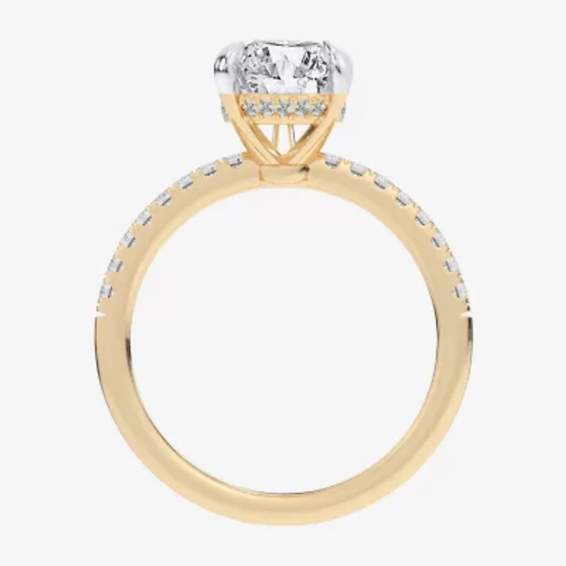 G-H / Si1-Si2 Womens 4 1/4 CT. T.W. Lab Grown White Diamond 14K Gold Pear Side Stone Engagement Ring