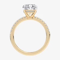 G-H / Si1-Si2 Womens 4 1/4 CT. T.W. Lab Grown White Diamond 14K Gold Pear Side Stone Engagement Ring