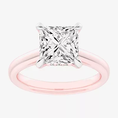 (G-H / Si1-Si2) Womens 3 1/4 CT. T.W. Lab Grown White Diamond 14K Rose Gold Solitaire Engagement Ring