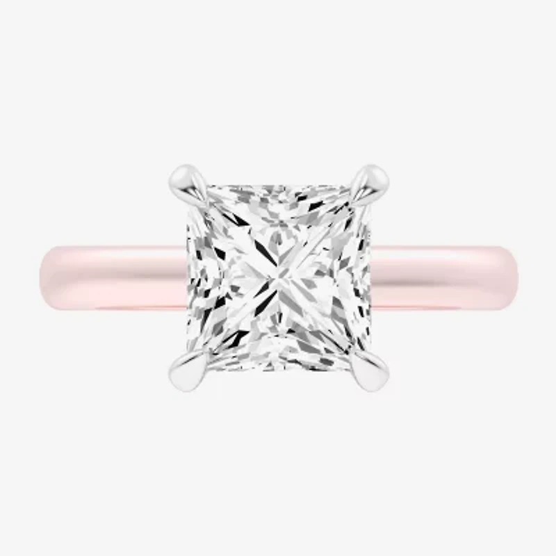 (G-H / Si1-Si2) Womens 3 1/4 CT. T.W. Lab Grown White Diamond 14K Rose Gold Solitaire Engagement Ring