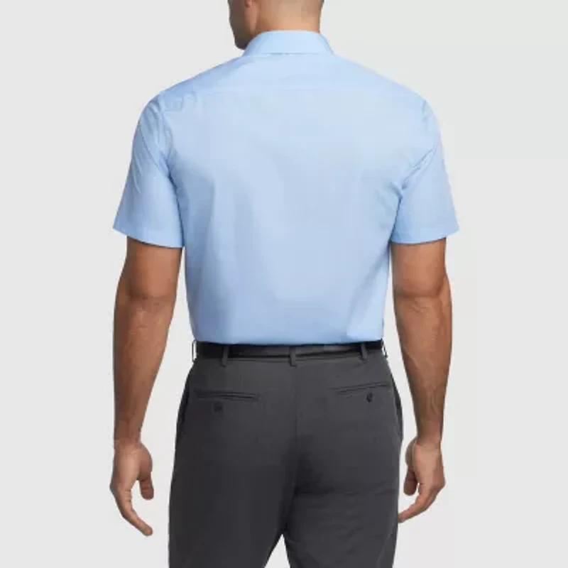 Van Heusen Mens Regular Fit Wrinkle Free Short Sleeve Dress Shirt