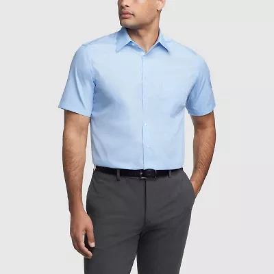 Van Heusen Mens Regular Fit Wrinkle Free Short Sleeve Dress Shirt