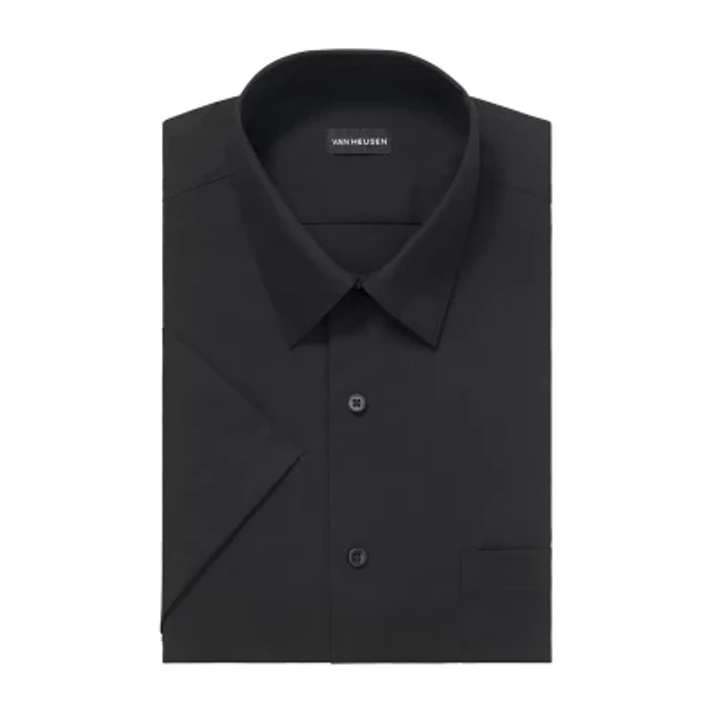 Van Heusen Poplin Mens Regular Fit Easy Care Short Sleeve Dress Shirt
