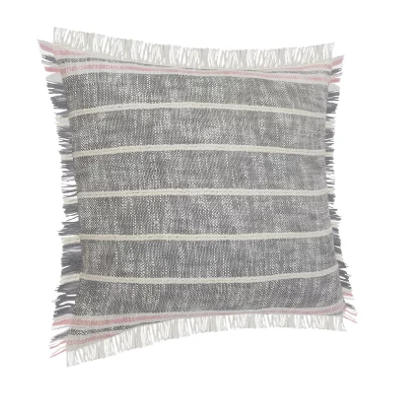 LR Home Rose Stripe Square Throw Pillow