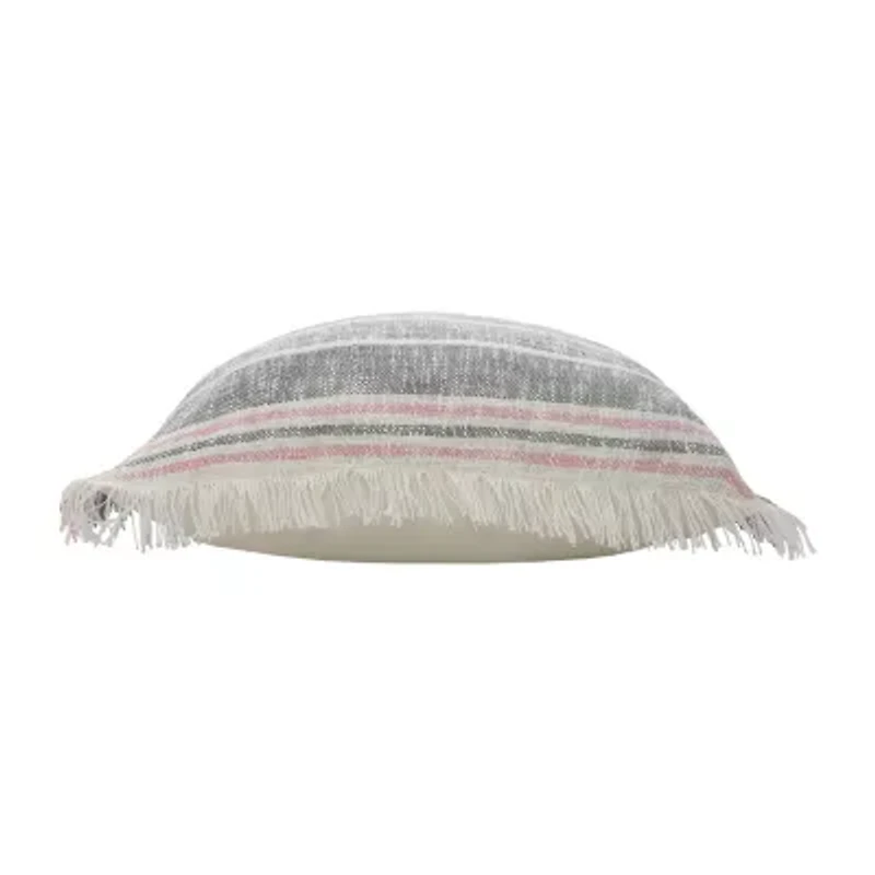 LR Home Rose Stripe Square Throw Pillow