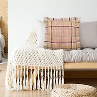 LR Home Astra Plaid Square Throw Pillow