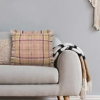 LR Home Astra Plaid Square Throw Pillow