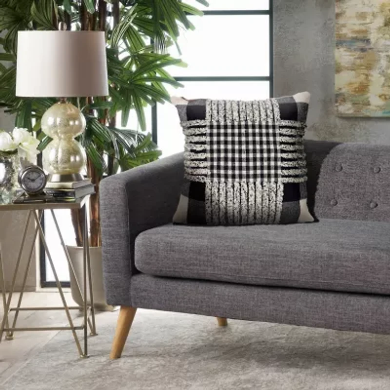 LR Home Marry Checked Square Throw Pillow