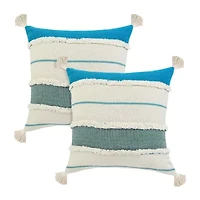LR Home Riv Stripe Set Square Throw Pillow