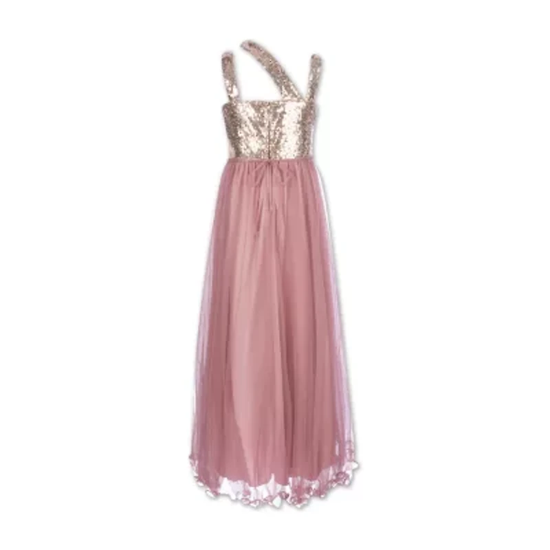 Speechless Big Kid Girls Sleeveless One Shoulder Sleeve Maxi Dress