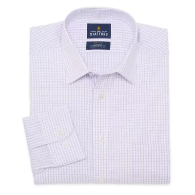 Stafford Slim Smart Tech Mens Slim Fit Stretch Fabric Wrinkle Free Long Sleeve Dress Shirt