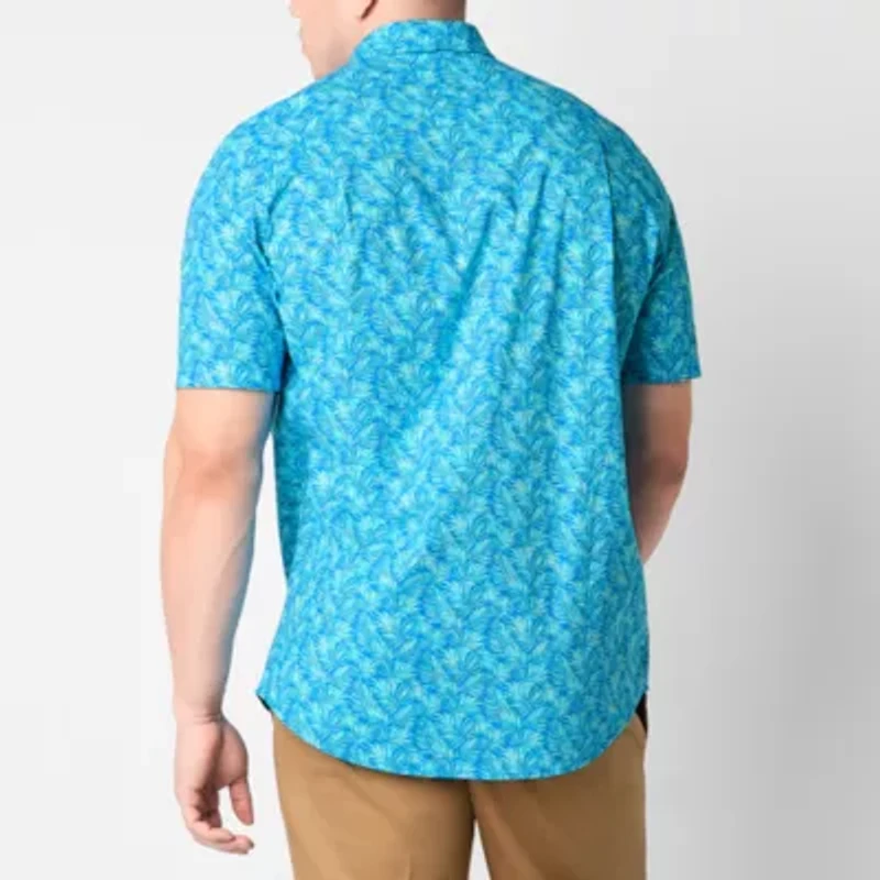 St. John's Bay Mens Short Sleeve Classic Fit Big and Tall Button-Down Shirt