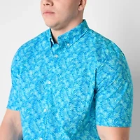 St. John's Bay Mens Short Sleeve Classic Fit Big and Tall Button-Down Shirt