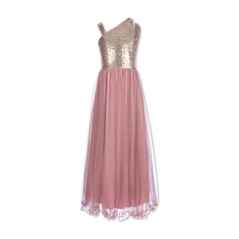 Speechless Big Kid Girls Sleeveless One Shoulder Sleeve Maxi Dress