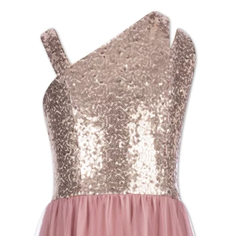 Speechless Big Kid Girls Sleeveless One Shoulder Maxi Dress