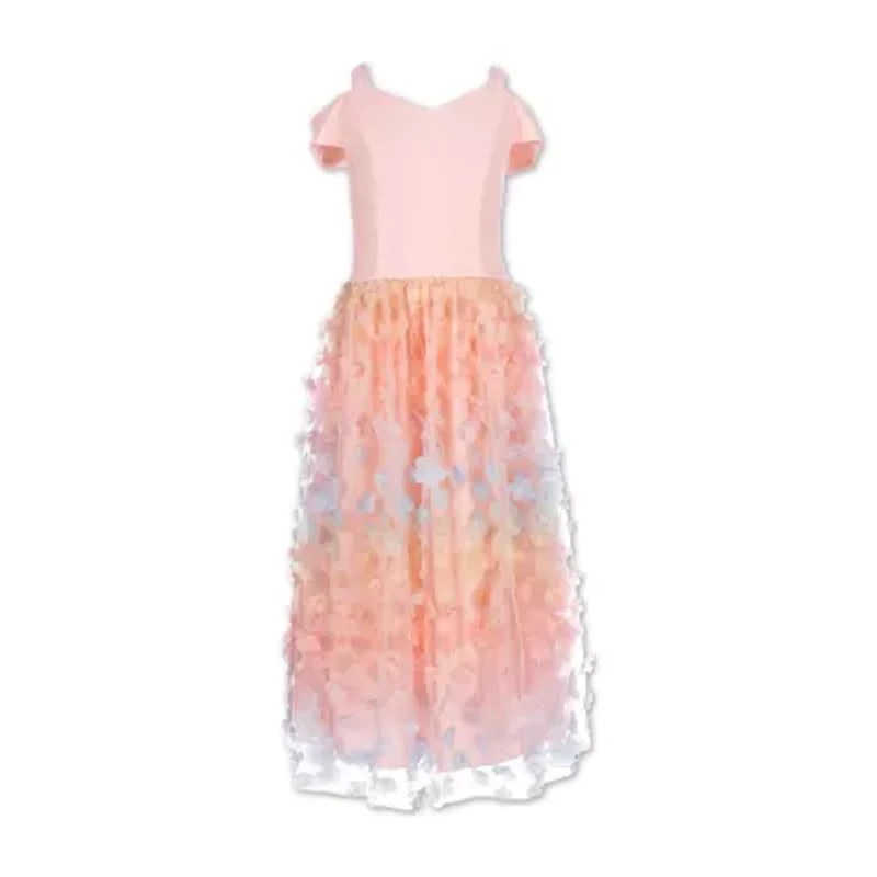 Speechless Big Kid Girls Short Sleeve Cold Shoulder Fit + Flare Dress