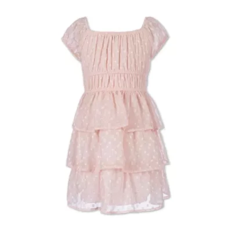 Speechless Little Girls Short Sleeve Cap Skater Dress