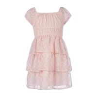 Speechless Little Girls Short Sleeve Cap Skater Dress