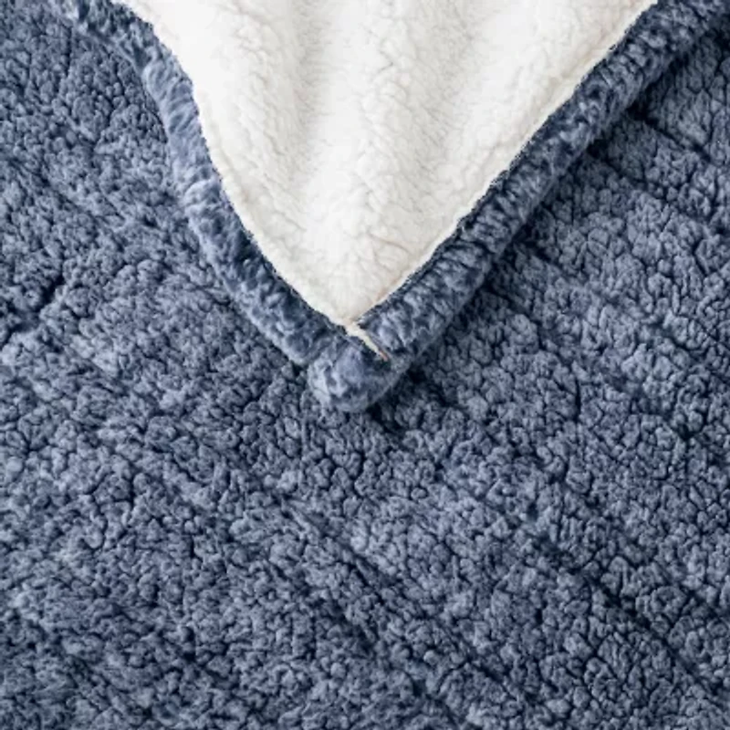 True North By Sleep Philosophy Marbled Sherpa Heated Washable Electric Midweight Throw