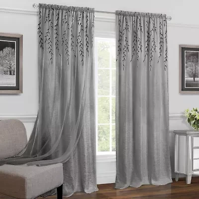 Achim Willow Rod Pocket Light-Filtering Single Curtain Panel
