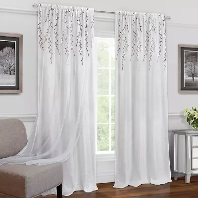 Achim Willow Rod Pocket Light-Filtering Single Curtain Panel