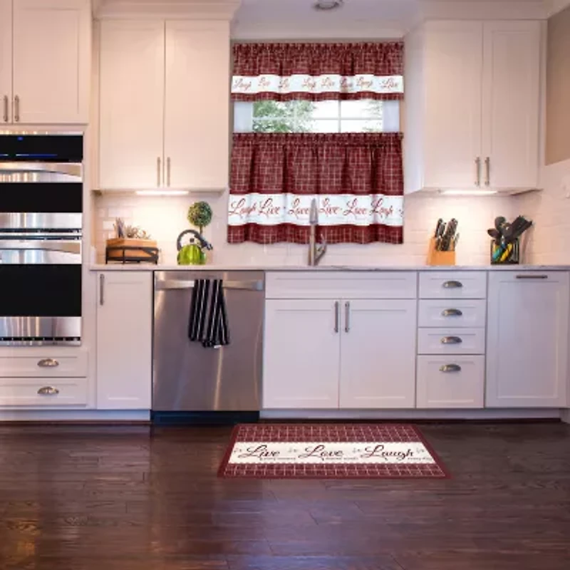 Achim Live; Love; Laugh 3-pc. Rod Pocket Kitchen Curtains & Drapes Window Set