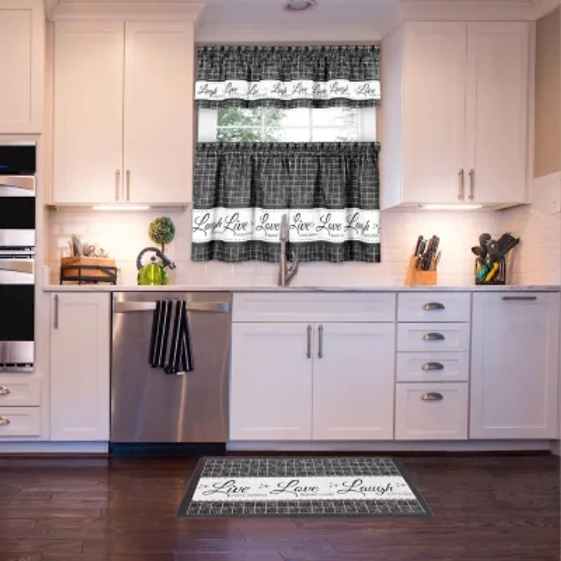 Achim Live; Love; Laugh 3-pc. Rod Pocket Kitchen Curtains & Drapes Window Set