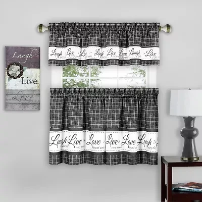Achim Live; Love; Laugh 3-pc. Rod Pocket Kitchen Curtains & Drapes Window Set