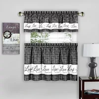 Achim Live; Love; Laugh 3-pc. Rod Pocket Kitchen Curtains & Drapes Window Set