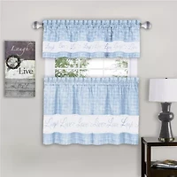 Achim Live; Love; Laugh 3-pc. Rod Pocket Kitchen Curtains & Drapes Window Set