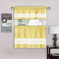 Achim Live; Love; Laugh 3-pc. Rod Pocket Kitchen Curtains & Drapes Window Set