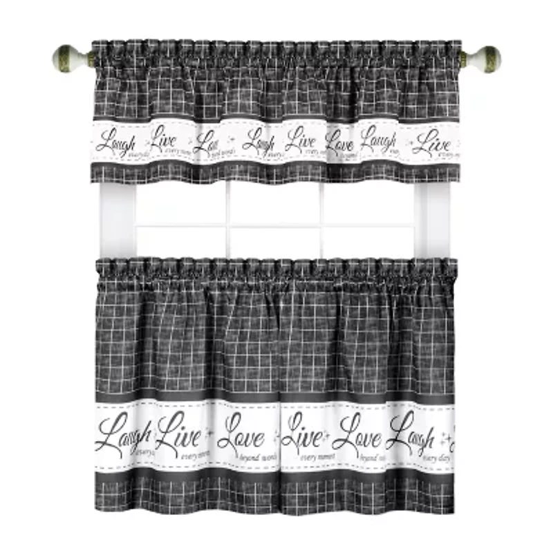 Achim Live; Love; Laugh 3-pc. Rod Pocket Kitchen Curtains & Drapes Window Set